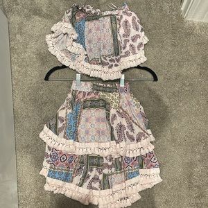 Bandanna tassel two piece skirt set